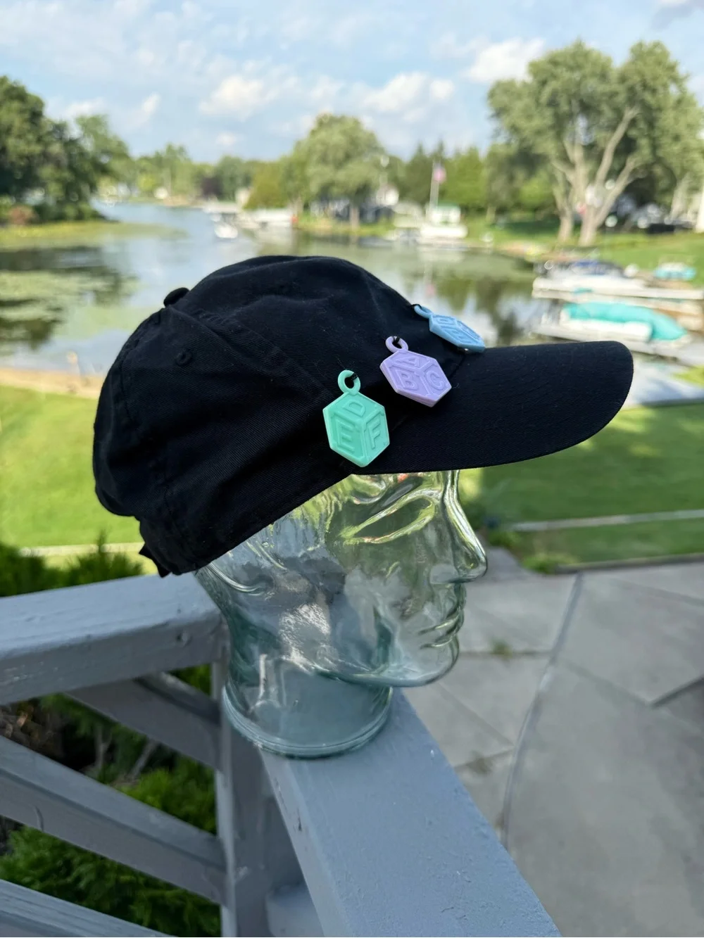 Women Black Baseball Cap with Pastel Charms one size fit all